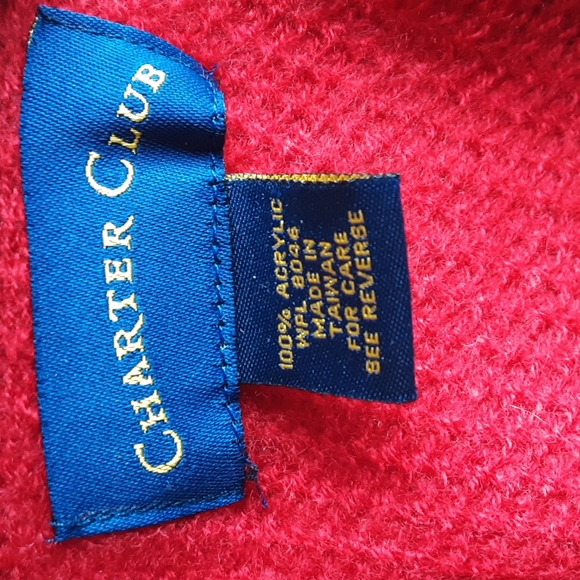 Red fringed  shawl scarf 76"+39" - Picture 2 of 3